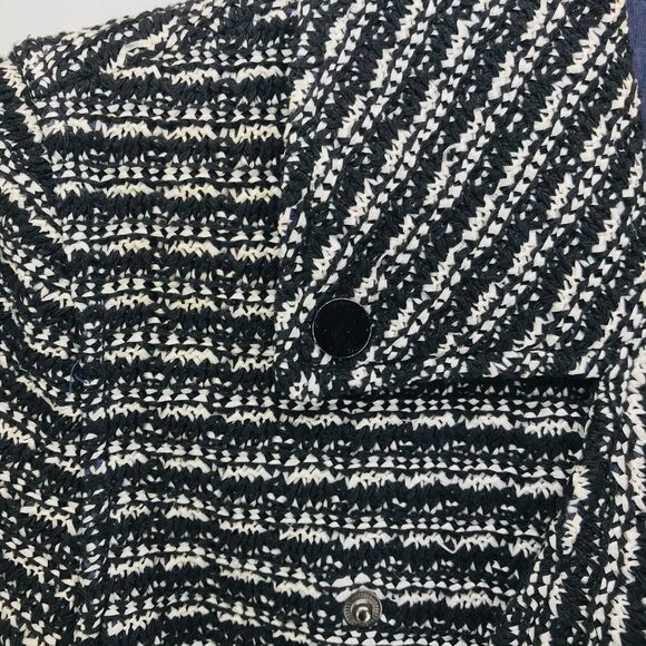 Tory Burch Tweed Moto Jacket Black Knit Zip Front Leather Trim Small Old Money - Picture 5 of 11